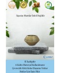 Altın Eskitme Mumluk Şamdan 3 Adet Tealight Uyumlu Elmas Çizgili Model